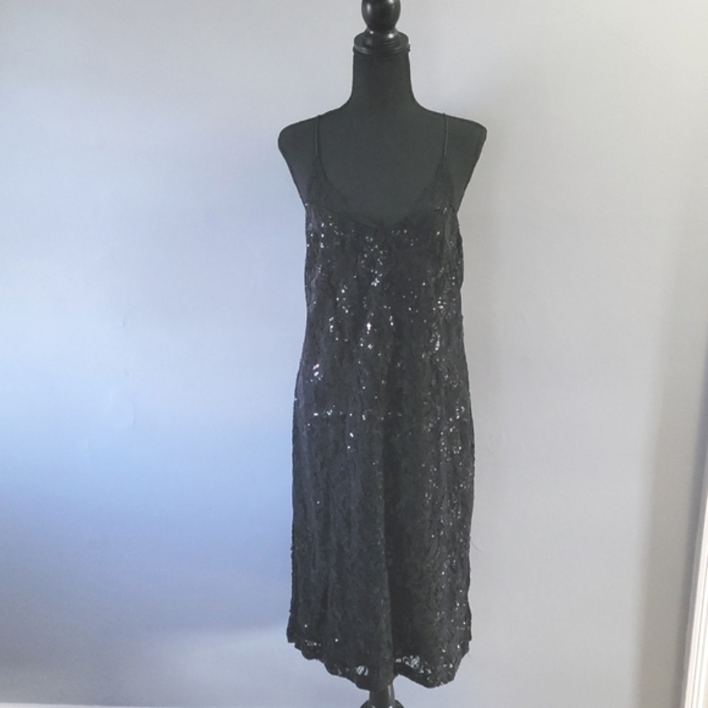 Lance and Sequined Black Dress